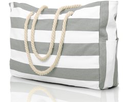 Ibenzoa® Ruime XXL Strandtas met Rits en Meerdere Vakken voor Vakantieplezier en Gezinsuitjes