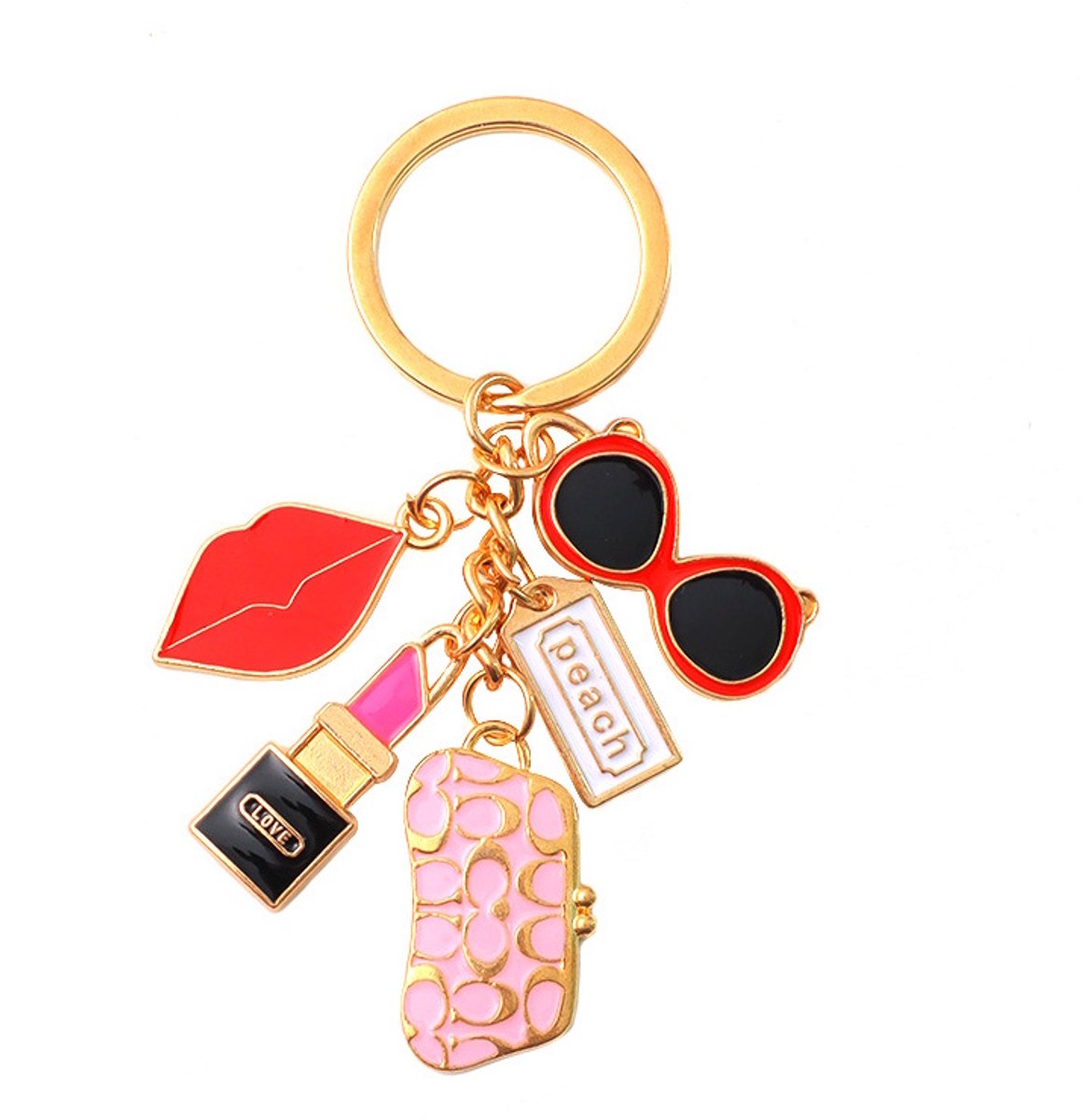 Sleutelhanger / Tashanger - Lips Rood | 9,5 x 3 cm | Metaal | Fashion Favorite