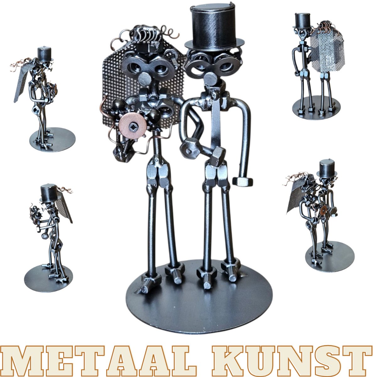 Bruid en Bruidegom-metaal kunst-metaal beeld-bruiloft-feest-liefde-het best cadeau-uniek--sinterklas gift-kerst-geschenk
