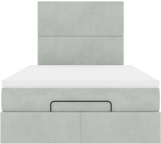 vidaXL - Ottoman - lit - avec - matelas - 120x190cm - velours - gris clair