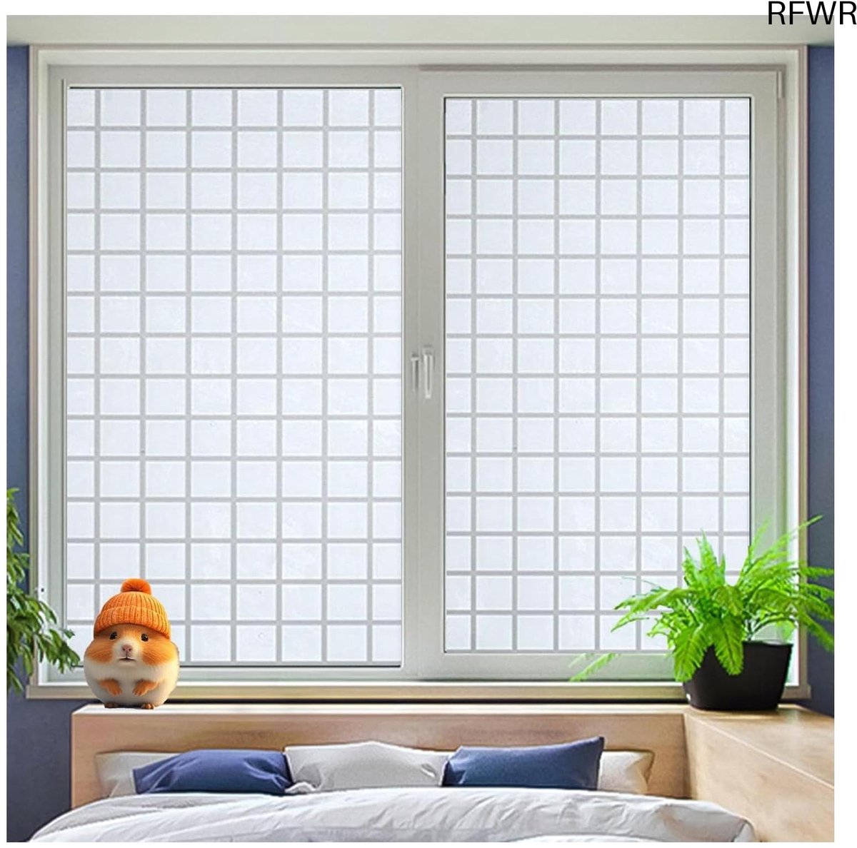 RFWR Raamfolie Anti Inkijk 55 x 130 cm - Zelfklevende Privacyfolie zonder Lijm, Verduisterend, UV-bescherming, Eenvoudig te Installeren voor Slaapkamer en Kantoor Wit