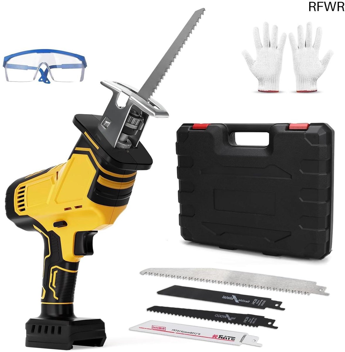RFWR® Professionele Accu Reciprozaag 2700 tpm met Variabele Snelheid - Geschikt voor Hout, Metaal en Kunststof