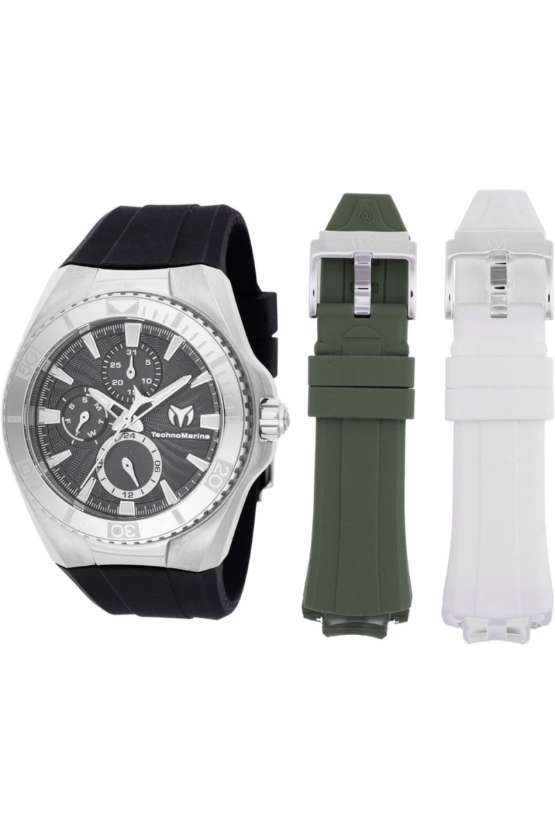 TechnoMarine Cruise TM-124017 Heren Horloge - Waterdicht - Analoog - Quartz Uurwerk - Roestvrij Staal met zwarte Wijzerplaat - 45mm