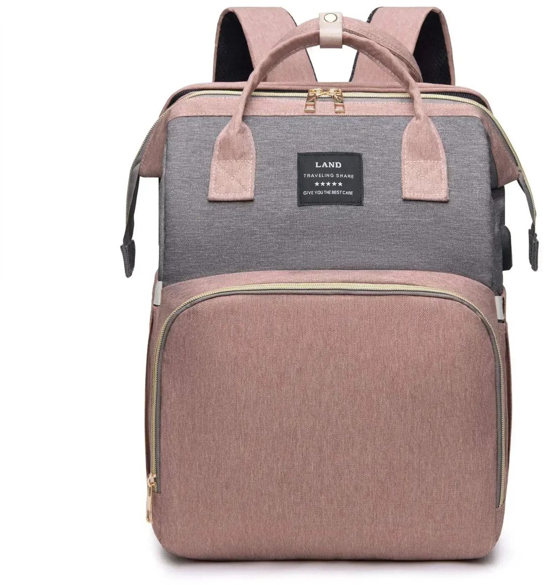 Luiertas Rugzak - Baby Tas - Verzorgingstas - Mama Tas - Luiertas met Aankleedkussen - USB Oplaadpoort - Klamboe - Wandelwagen Organizer - Waterdicht Oxford - Grote Capaciteit - Babybedje Functie - Hangend aan Buggy - Multifunctioneel - 32L - Roze