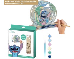 foto van Stitch Houten Knutselpakket Kind – DIY Verfset met Pincel & 3D Scene – Disney Tekenset