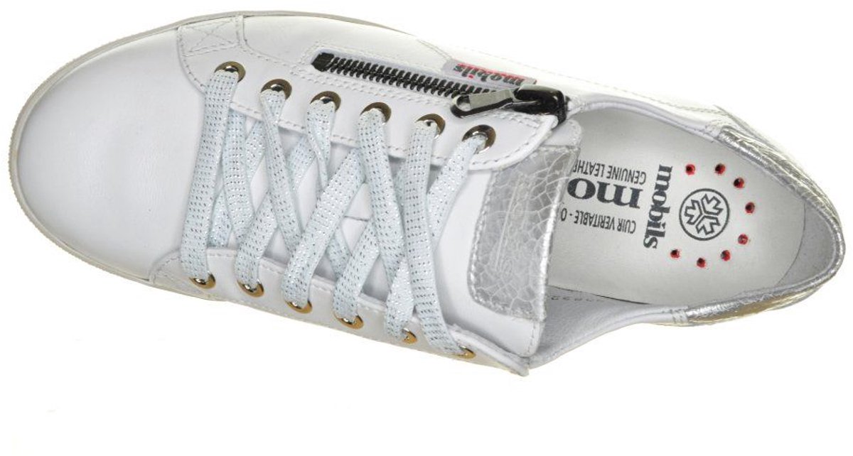 Mobils Witte Lederen Sneaker Met Veter En Rits maat 36