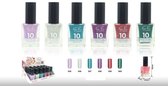Easy Paris Cosmetics - Set met 6 Flesjes Nagellak - Lila/Grijs/Turquoise/Paars/Rood/Groen - Inhoud per flesje 15 ml.