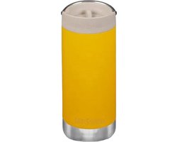 foto van Klean Kanteen - Isolatiefles TKWide 355lml/12oz met koffiedop - Sunset geel - drinkbeker - koffie to go beker