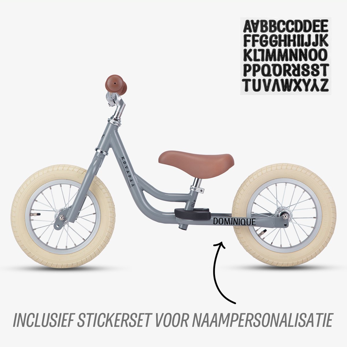 Køvapää Trike - 2 in 1 Loopfiets - 1.5 t/m 4 jaar - Met Naamsticker - 12 inch – Loopfiets - Grijs — afbeelding 11