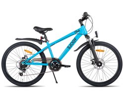 SJOEF Climb Jongensfiets 24 inch - Mountainbike Kind 8-12 Jaar - Fiets 24 inch - 6 Versnellingen - Spatborden - Blauw