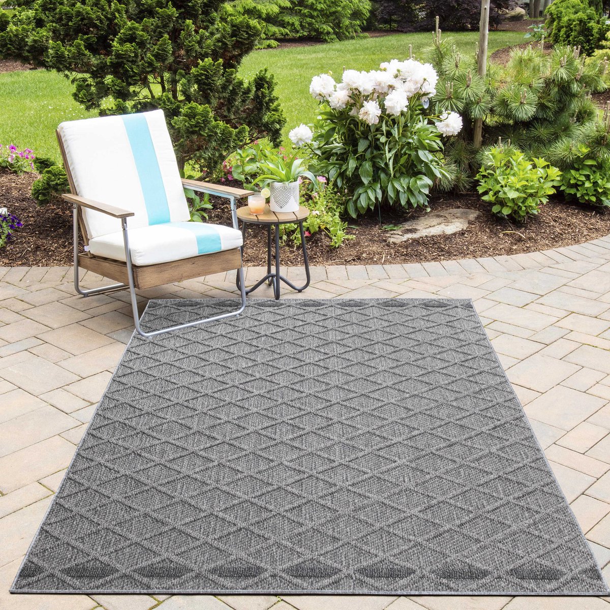 Ayyildiz Patara buitenkleed 80 x 250 grijs 100% polypropyleen 8mm dikte 1400 g/m² – geschikt voor binnen en buiten