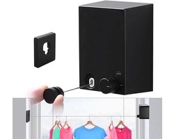 Indoor Outdoor Heavy Duty Retractable Clothesline - 4.2M(13.8 Feet MAX), Adjustable Stainless Steel Rope String Reel, Hotel Style Black