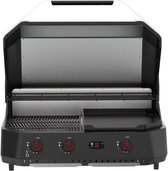 Cozze® G-800 Combo Plancha Grill BBQ - 3 Gasbranders - Gas BBQ & Plancha voor Buiten Koken - Grote Bakplaat - 30 mbar - Outdoor Cooking Station