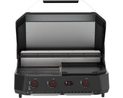 Cozze® G-800 Combo Plancha Grill BBQ - 3 Gasbranders - Gas BBQ & Plancha voor Buiten Koken - Grote Bakplaat - 30 mbar - Outdoor Cooking Station