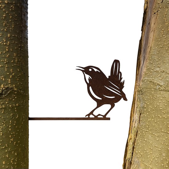 Deulvink Le Troglodyte - Décoration de jardin - Oiseaux en acier - Oiseaux des jardins - Cadeau - Statue de jardin - Statue animal