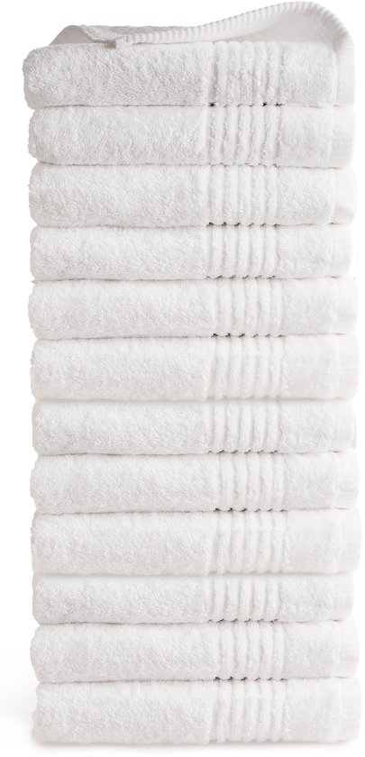 OUTLET BADTEXTIEL - set van 12 - handdoek 50x100 - wit