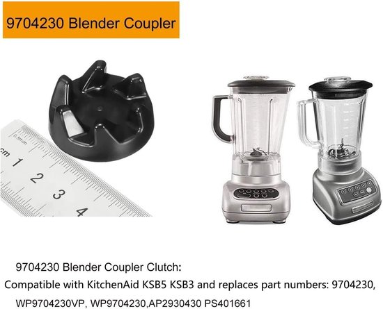 9704230 - Mixerkoppeling - met sleutel - Vervangend onderdeel - geschikt voor KitchenAid KSB5WH KSB5 KSB3-drivers van Merkloos — afbeelding 3
