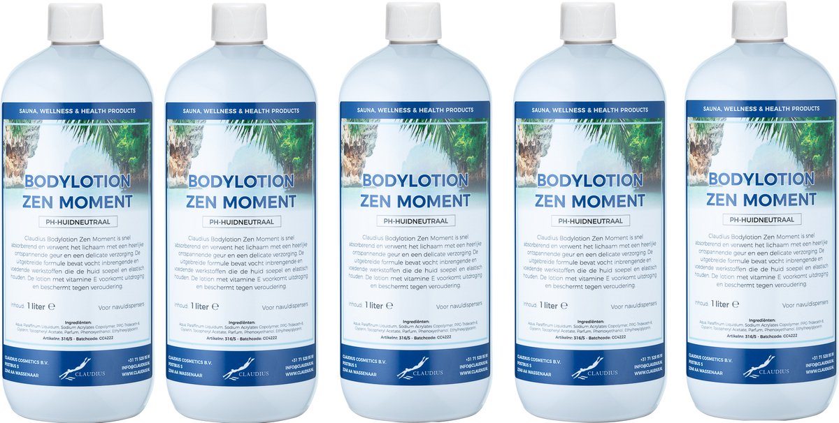 Bodylotion Zen Moment 1 Liter - set van 5 stuks - Voordeelverpakking