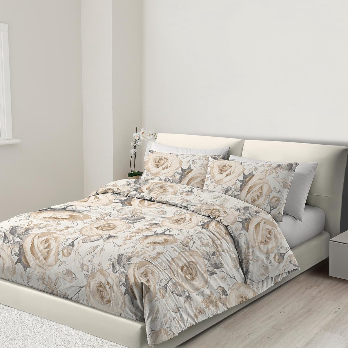 Ibenzoa Beddengoed Set met Rits en Hoekbanden van 100% Microvezel in Beige