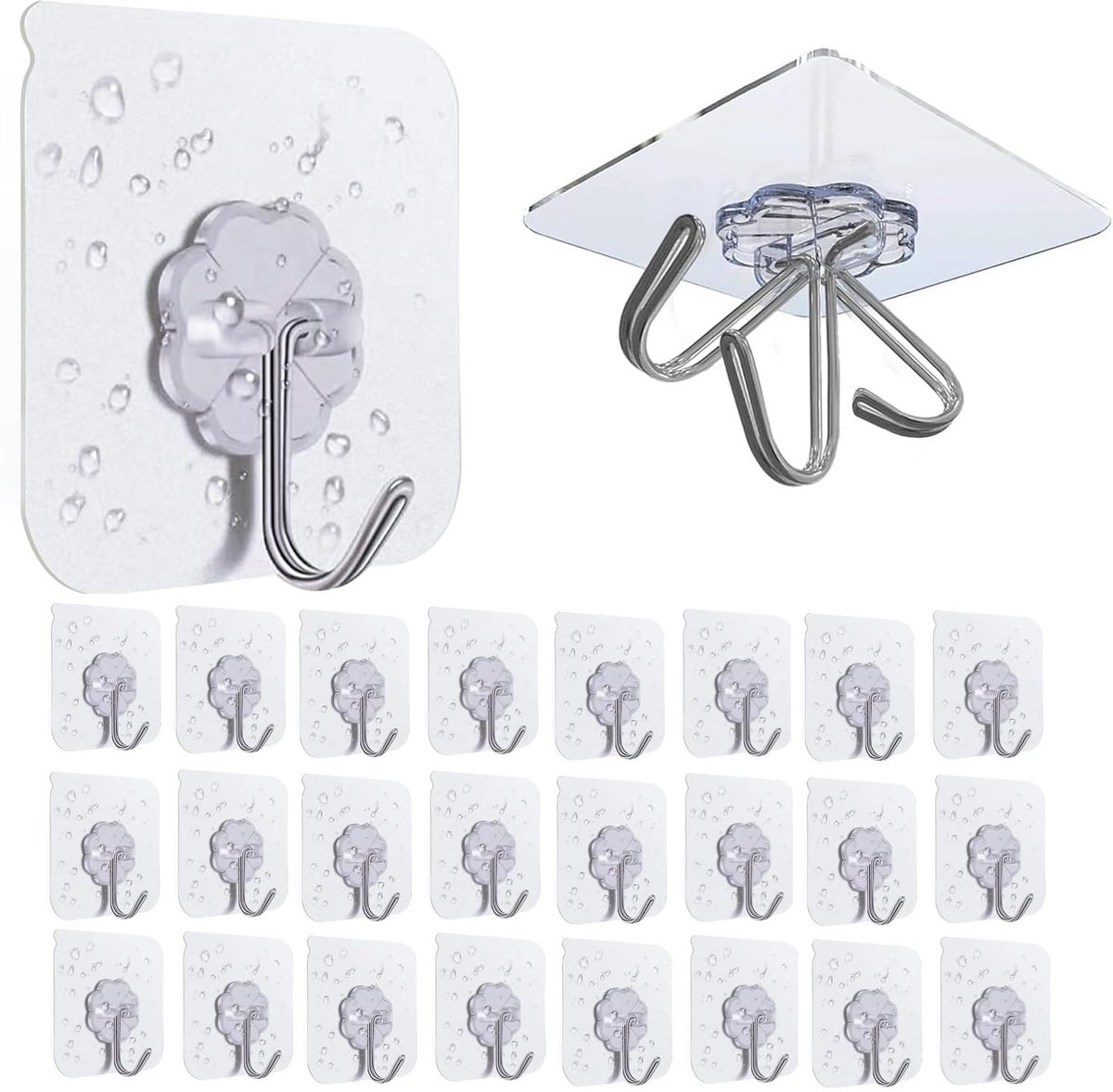 Ibenzoa® 25 stuks multifunctionele zelfklevende wandhaken voor diverse oppervlakken, transparant en sterk