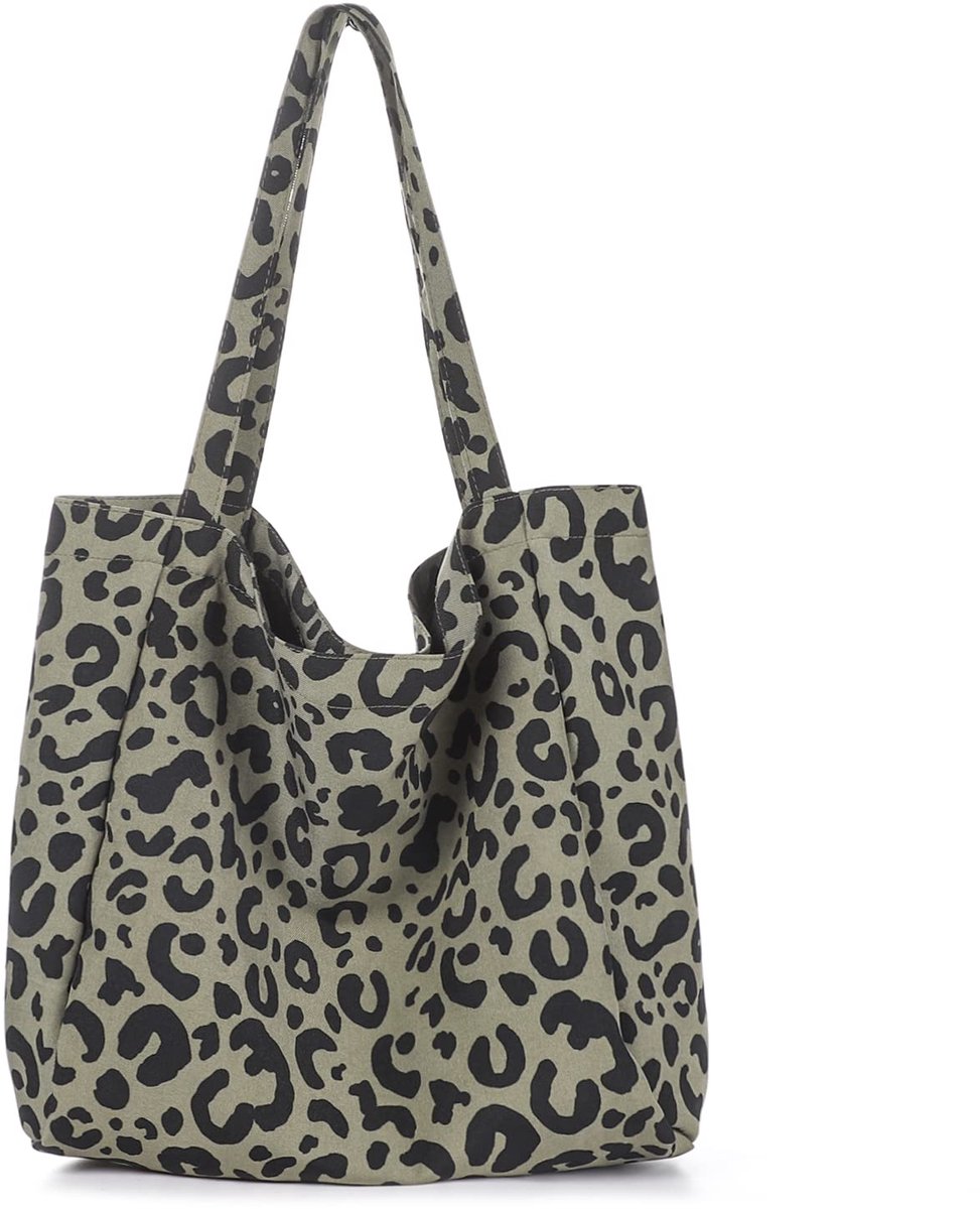 Ibenzoa® Stijlvolle Canvas Schoudertas met Luipaardmotief voor Dagelijks Gebruik en Speciale Gelegenheden