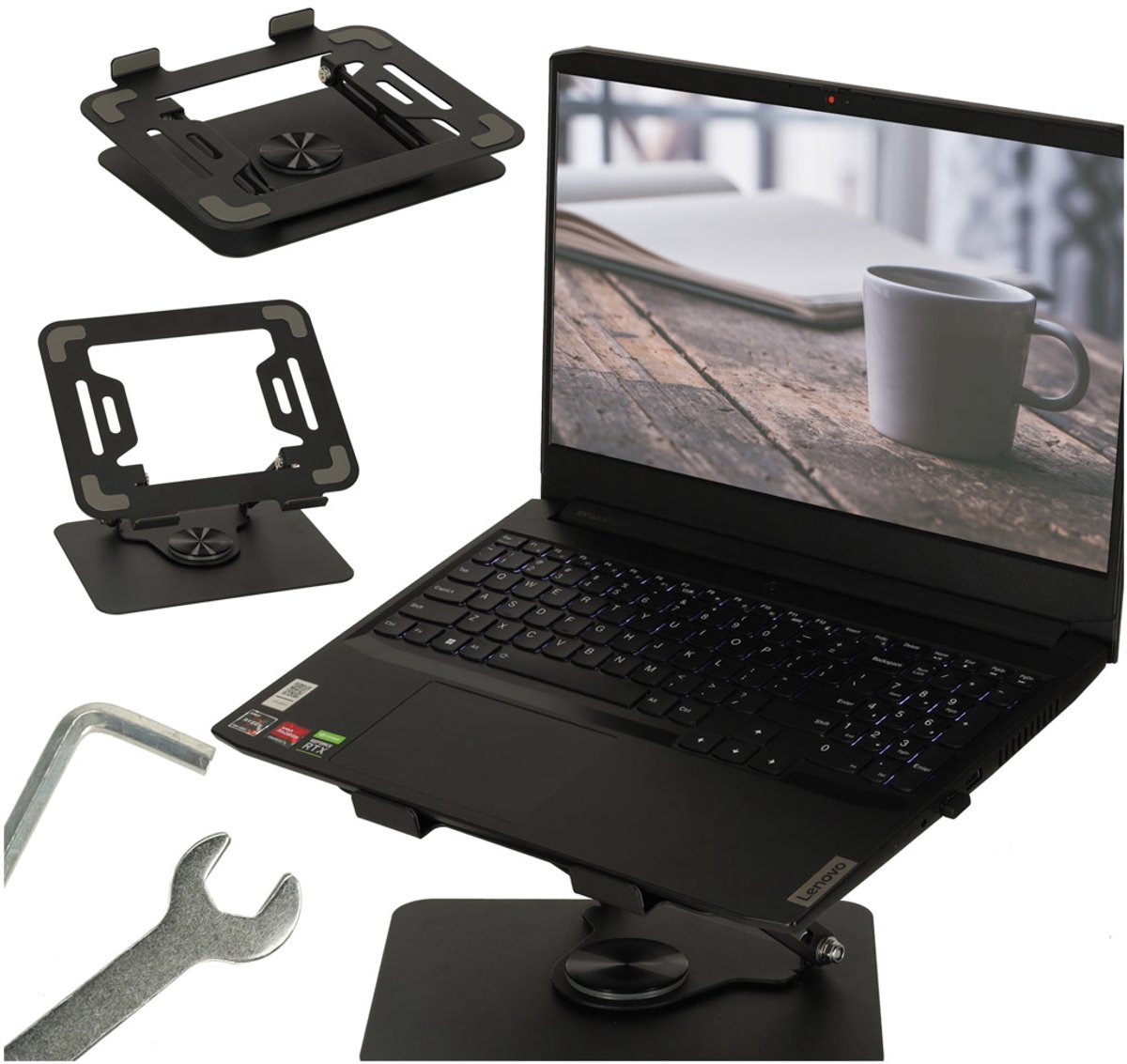 Laptophouder - Zwart - Metaal - 360 Graden Draaibaar - Laptopstand - 11 inch t/m 17 inch