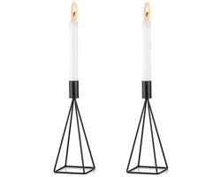 Ibenzoa® Set van 2 Moderne Zwarte Kaarsenhouders voor Romantische Tafeldecoratie in Huis of Feestlocatie