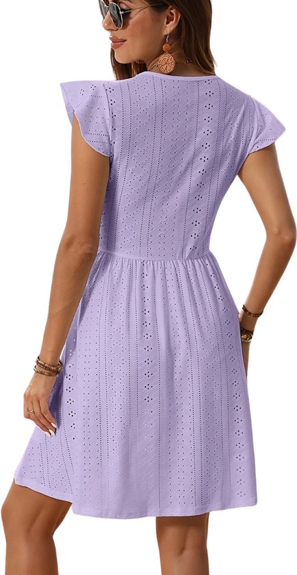 Robe d'été Nivard pour femme - Robes d'été - Adulte - Style Ibiza - Robe d'été - Violet - Taille XL