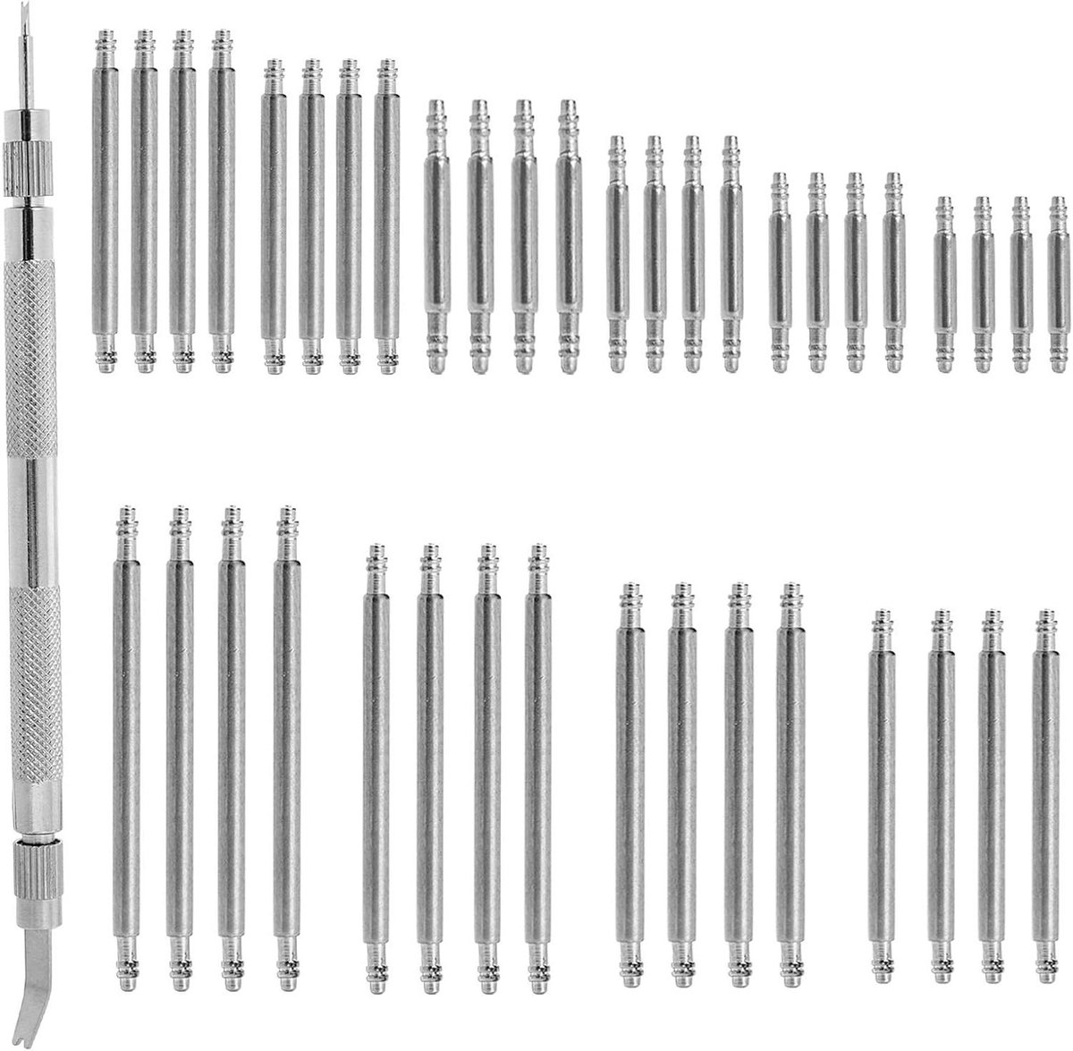 Horlogebandje reparatieset - Roestvrij stalen veerpennen - Horlogeband gereedschap - Schakelpinnen - 41 stuks - Verschillende maten