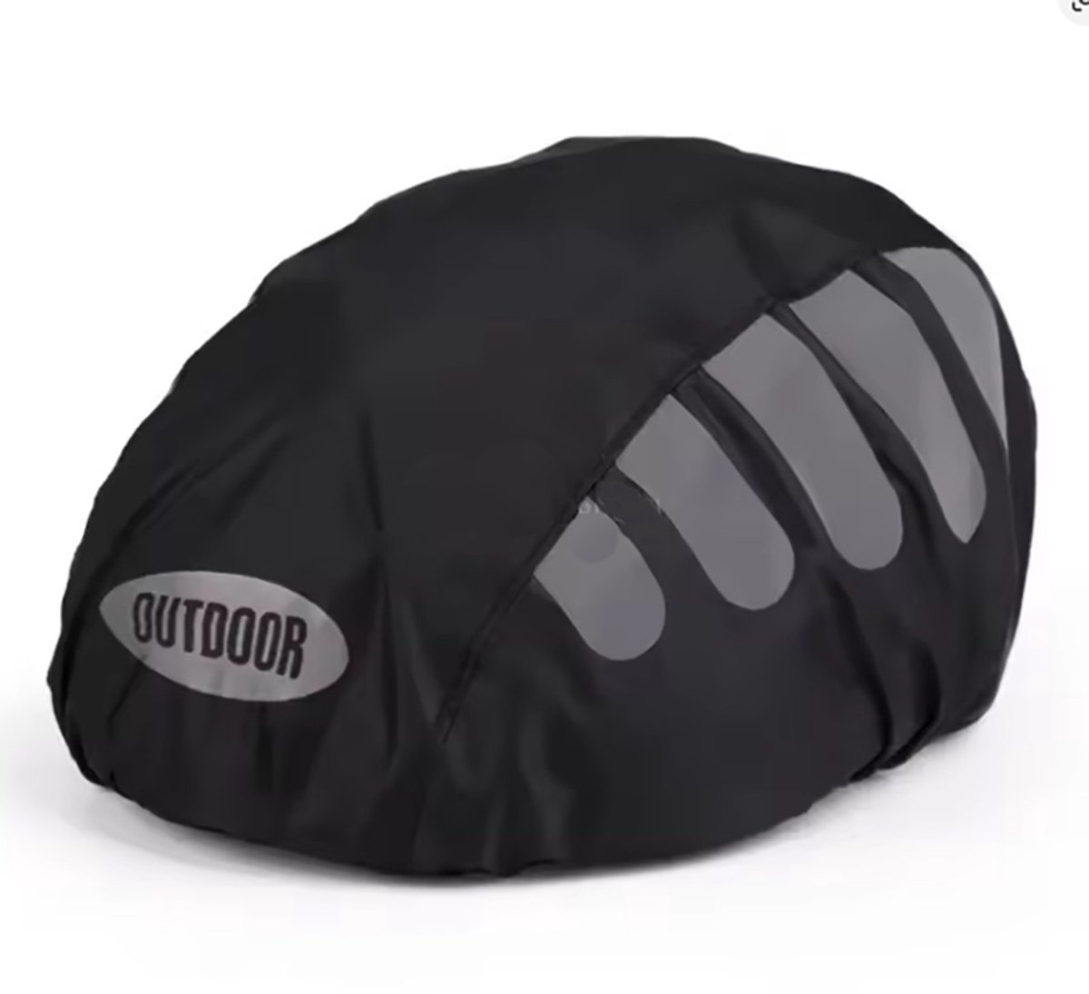 Actie4you® - Fietshelm Regenhoes - Helmhoes - Regenhoes Helm - Reflecterende Muts Voor Helm - Fietshelm Hoes - Waterdichte Fietshelm Cover -Verstelbaar - Reflecterende Strepen – Universeel - Zwart