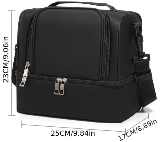 Sjtoer - Koeltas - Lunchtas - Zwart - Geïsoleerde lunchtas - Waterdicht - draagbare Thermo tas - Thermo -Geïsoleerde Koeltas - 14 liter - draagbaar van Merkloos — afbeelding 2