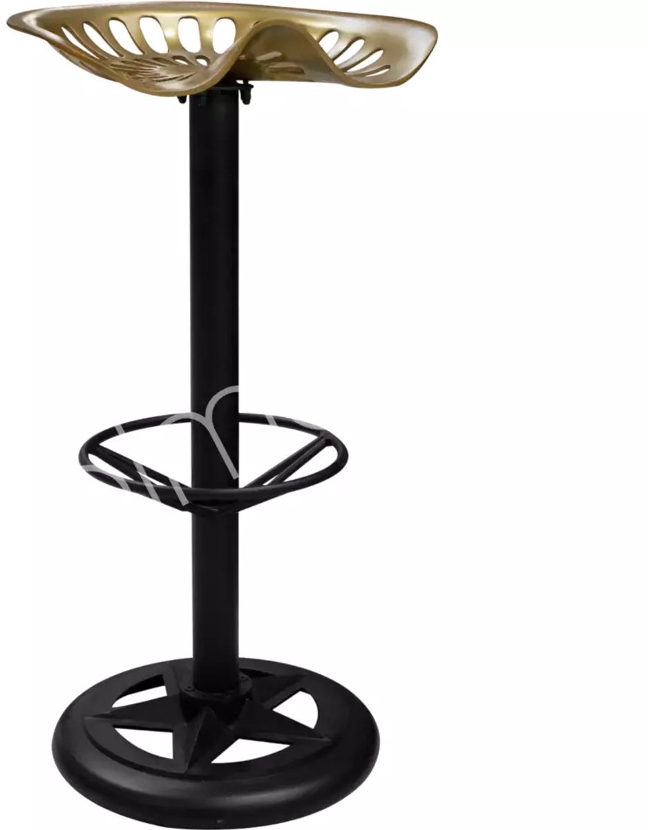 Colmore by Diga living in luxury tractor bar stoel in zwart met goud 44x33x76 aluminium