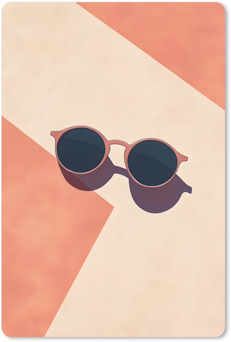 Muismat 18x27 cm - Mousepad Zonnebril - Schaduw - Oranje - Minimalistisch - Muismatten