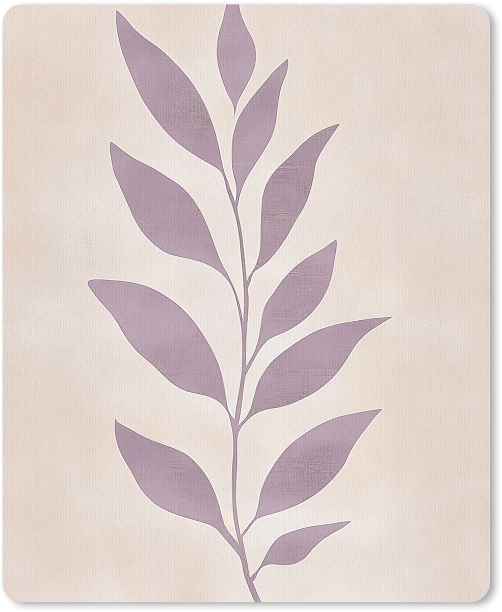 Muismat 19x23 cm - Mousepad Tak - Bladeren - Minimalistisch - Beige - Muismatten