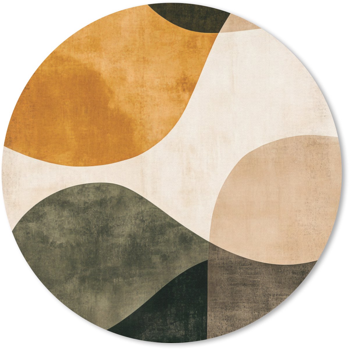 Muismat rond 30x30 cm - Mousepad Vormen - Okergeel - Abstract - Ronde muismatten