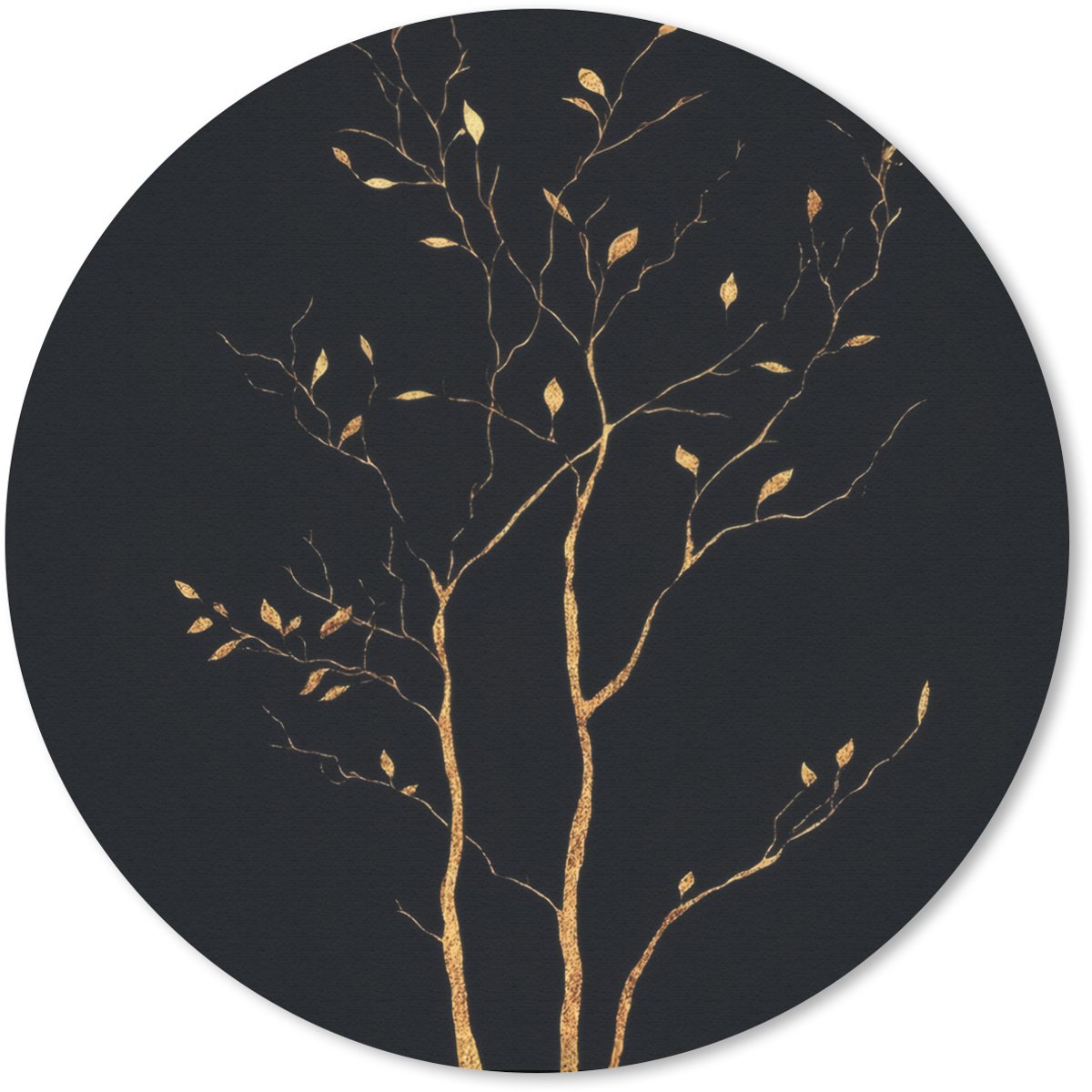 Muismat rond 20x20 cm - Mousepad Takken - Blaadjes - Zwart - Ronde muismatten