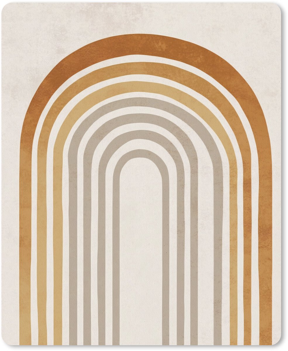 Muismat 19x23 cm - Mousepad Minimalistisch - Boog - Lijnen - Beige - Muismatten