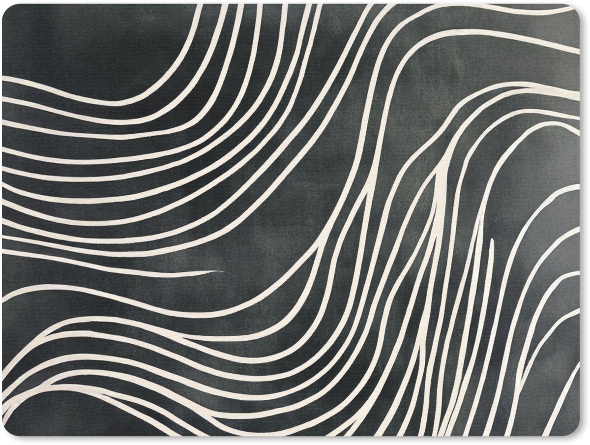 Muismat 23x19 cm - Mousepad Lijnen - Patroon - Abstract - Wit - Muismatten