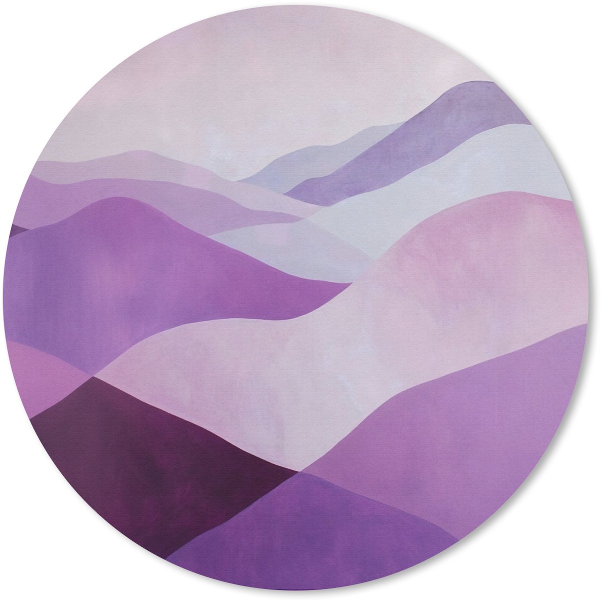 Muismat rond 50x50 cm - Mousepad Abstract - Heuvels - Landschap - Paars - Ronde muismatten