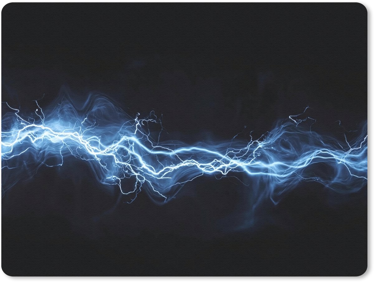 Muismat 23x19 cm - Mousepad Gaming - Bliksemflits - Blauw - Energie - Muismatten