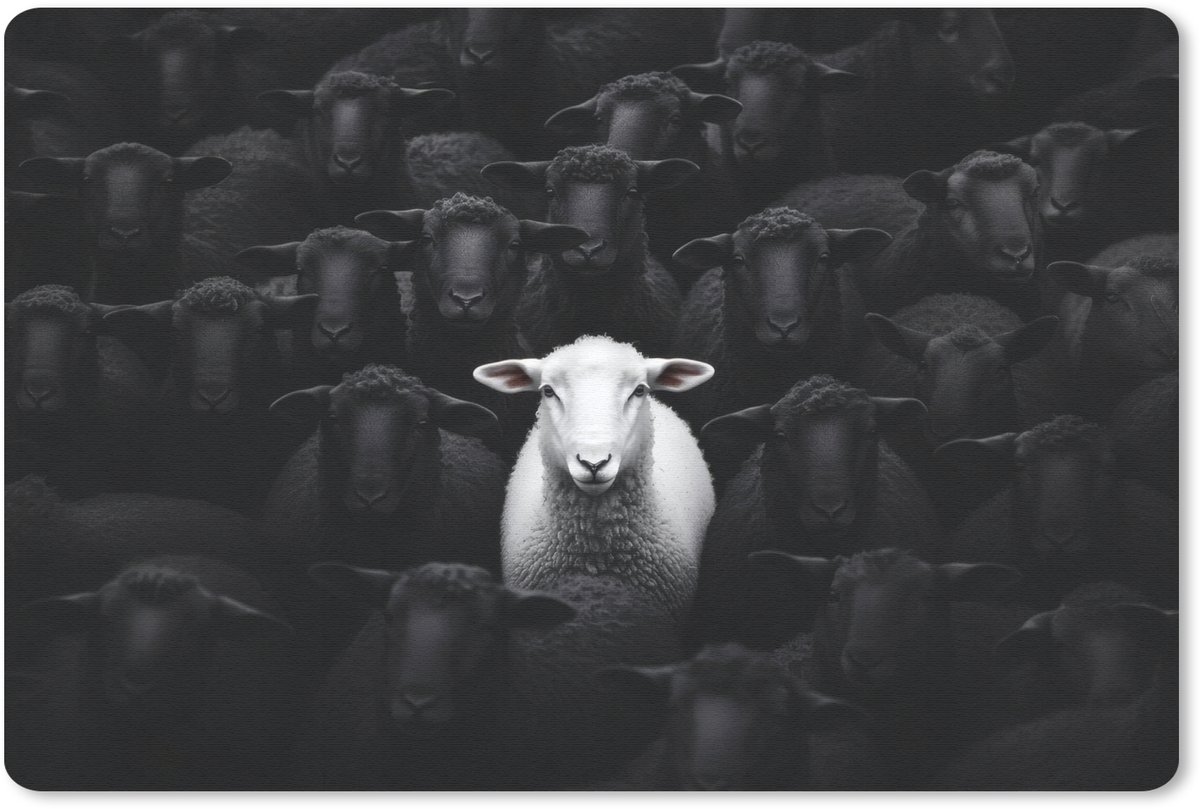 Muismat 27x18 cm - Mousepad Schapen - Wit - Duisternis - Muismatten
