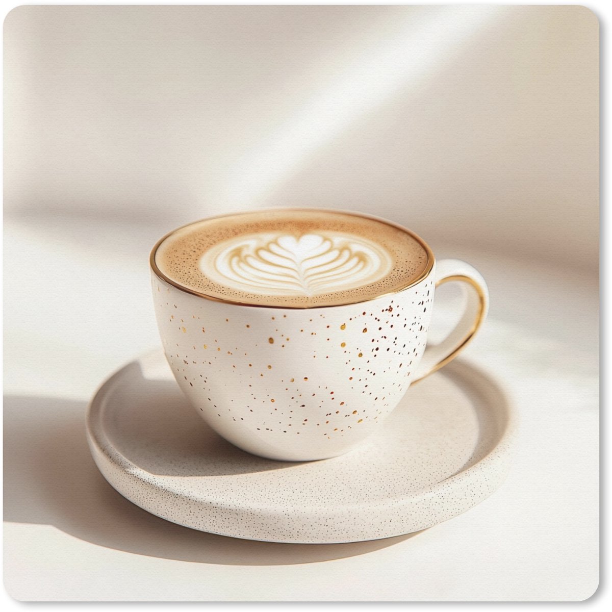 Muismat 20x20 cm - Mousepad Cappuccino - Schuim - Schotel - Beige - Muismatten