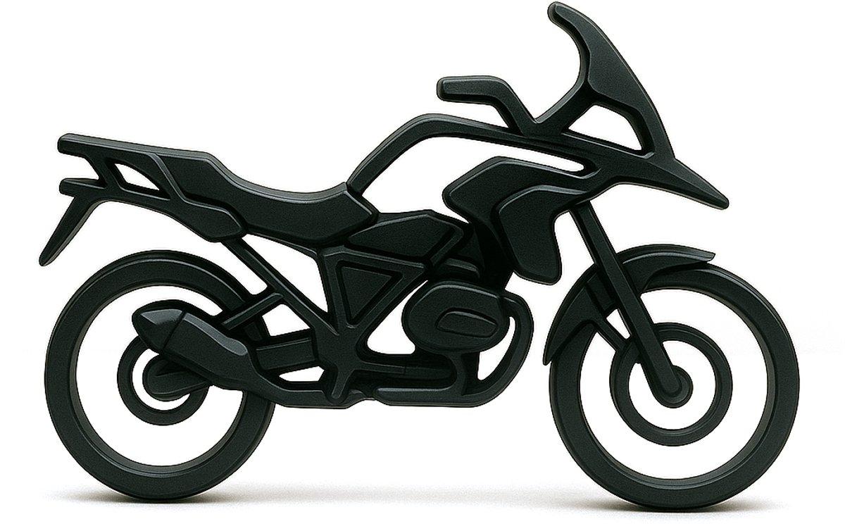 Motorbeeldje met open lijnontwerp - zwart - 20 cm breed