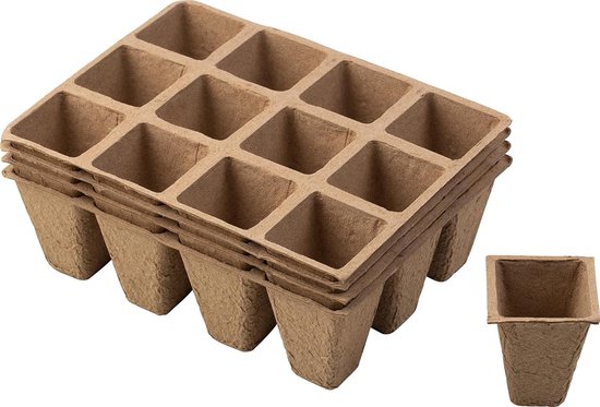 Afbouwbare kweekpotten 50 stuks 8 cm kweekpotten zaaipotten plantenpotten ronde zaadpotten set met 50 stuks plantenetiketten en tuintools