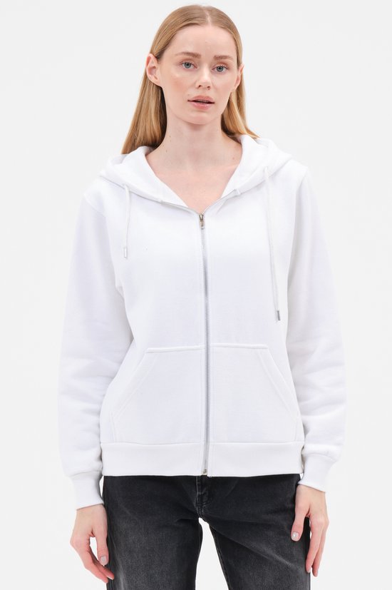 Smith & Solo vest met rits dames, sweatwest met capuchon, hoodie, Wit XXL