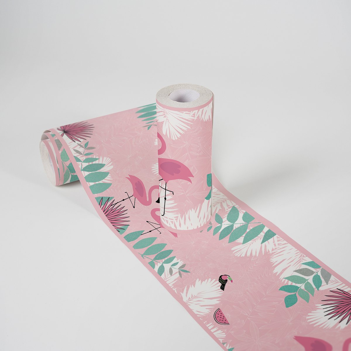 VERLIEFDE FLAMINGO BEHANGRAND | Zelfklevend - roze groen - A.S. Création Lovely Kids