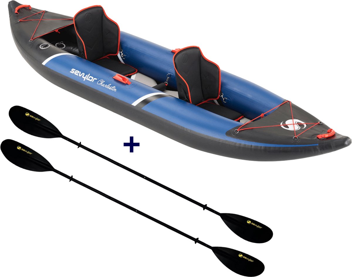 Sevylor Charleston opblaasbare kayak + peddels | Voordeelset | 2-persoons kayak | Inclusief 2 peddels, draagtas en accessoires