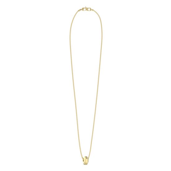 Gouden collier met een hexagonale hanger.
