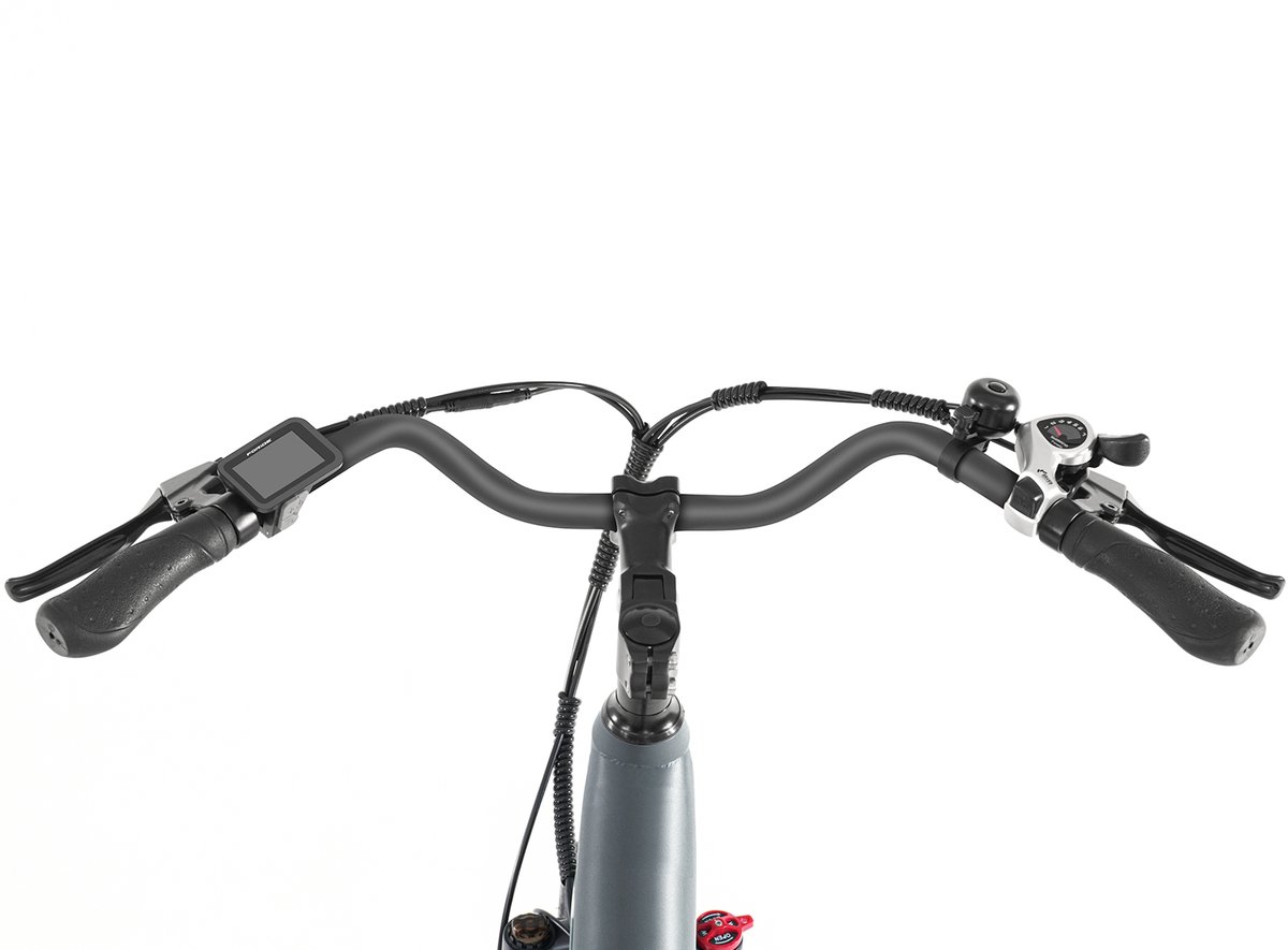 Foride Roamer 1 elektrische fiets met lage instap, 250 W motor, 36 V 13 Ah accu, 27,5 inch banden, maximale snelheid 25 km/u, maximaal bereik 100 km, schijfremmen, vering met lockout, Shimano 7 versnellingen - Grijs - afbeelding 3