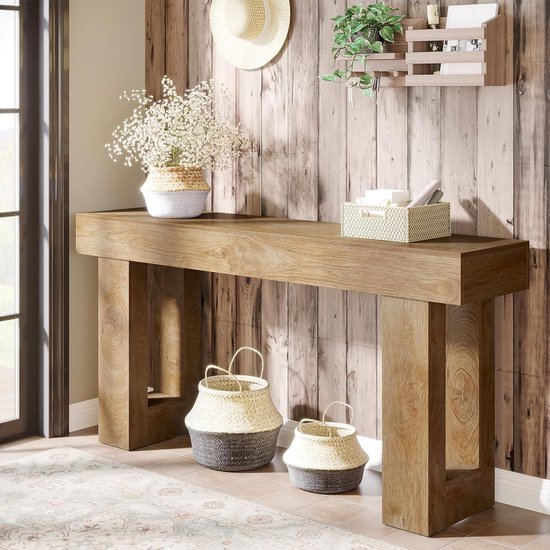 Consoletafel voor in de hal, 100 x 29,5 x 80 cm, vintage consoletafel